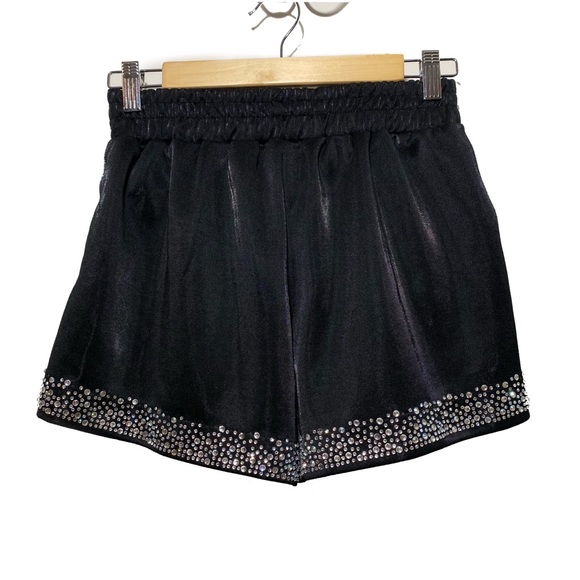 LSK Pants - LSK Bedazzled Black Metallic Shorts with Elastic Waist Size Medium